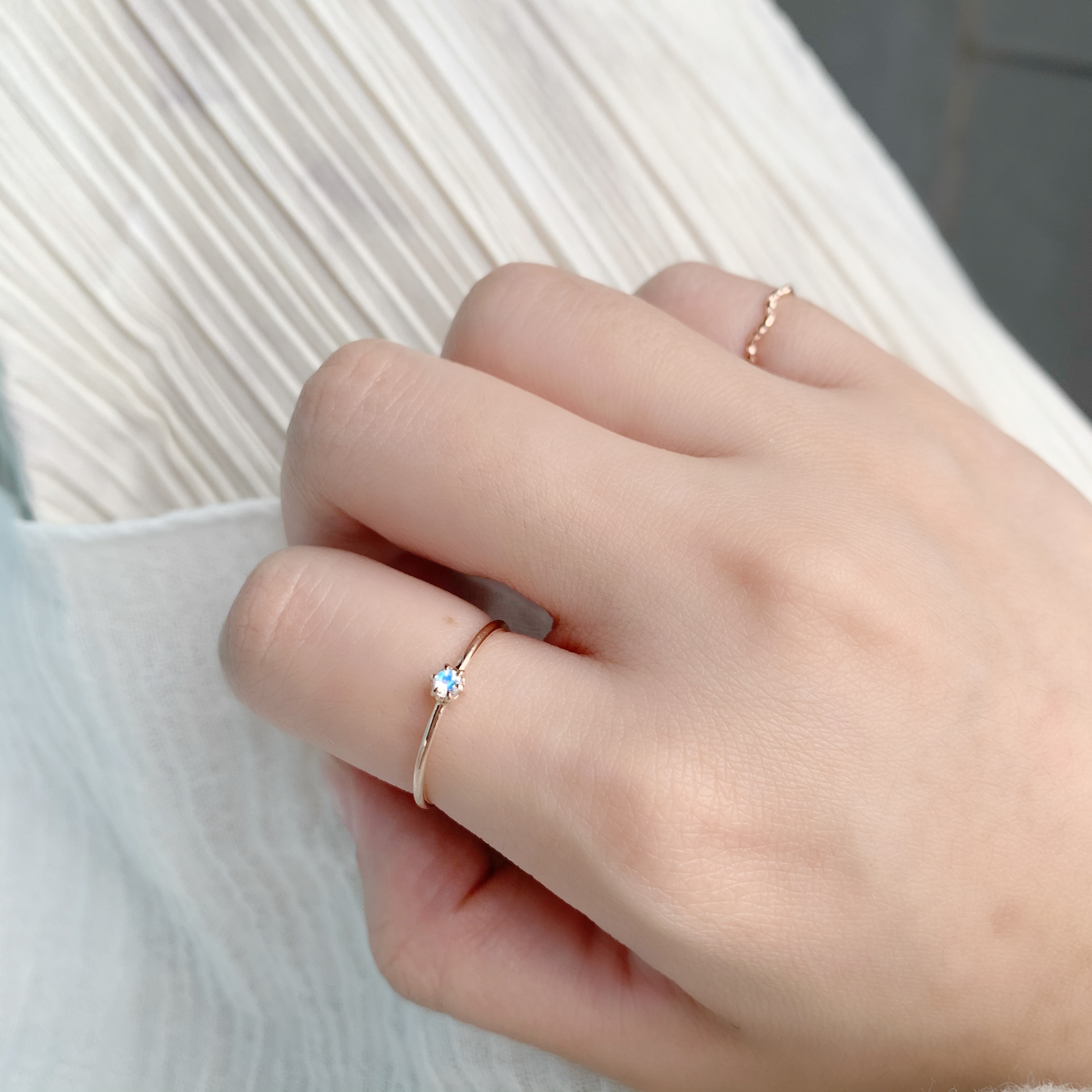 14K簡約小六爪月光石戒指