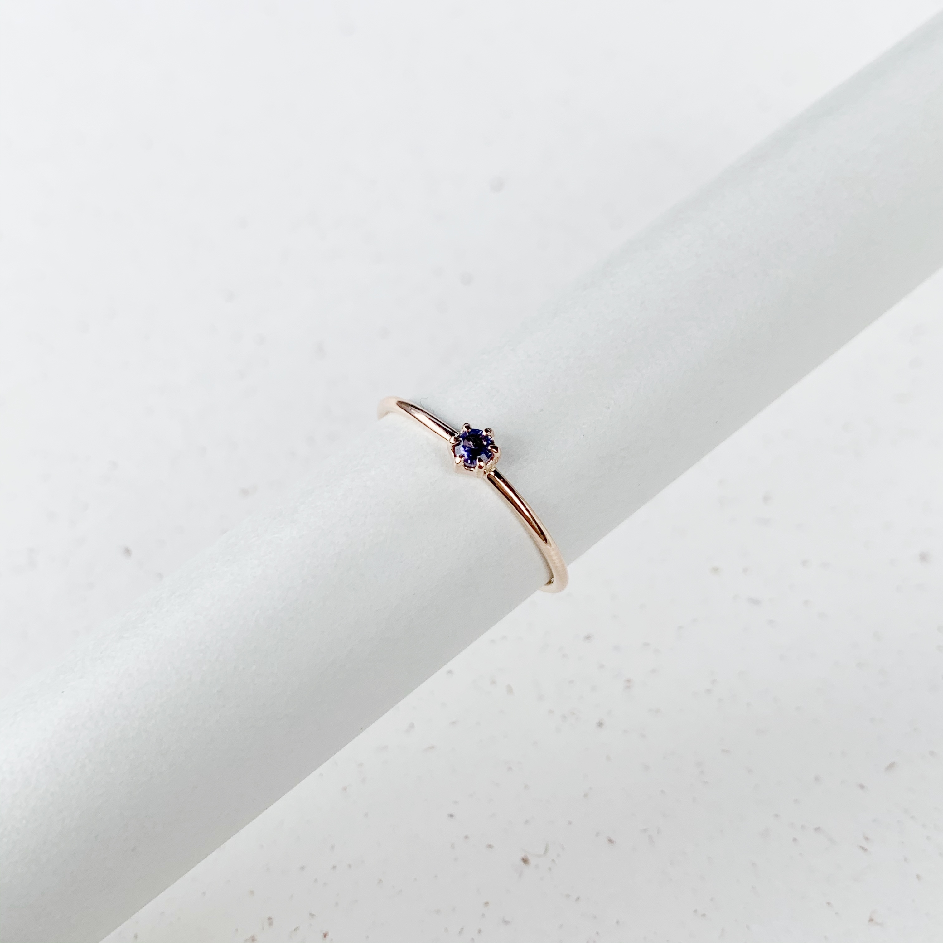 14K簡約小六爪棕月光戒指