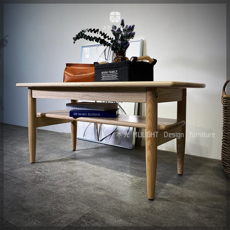 日式簡約全梣木雙層茶几|可訂製