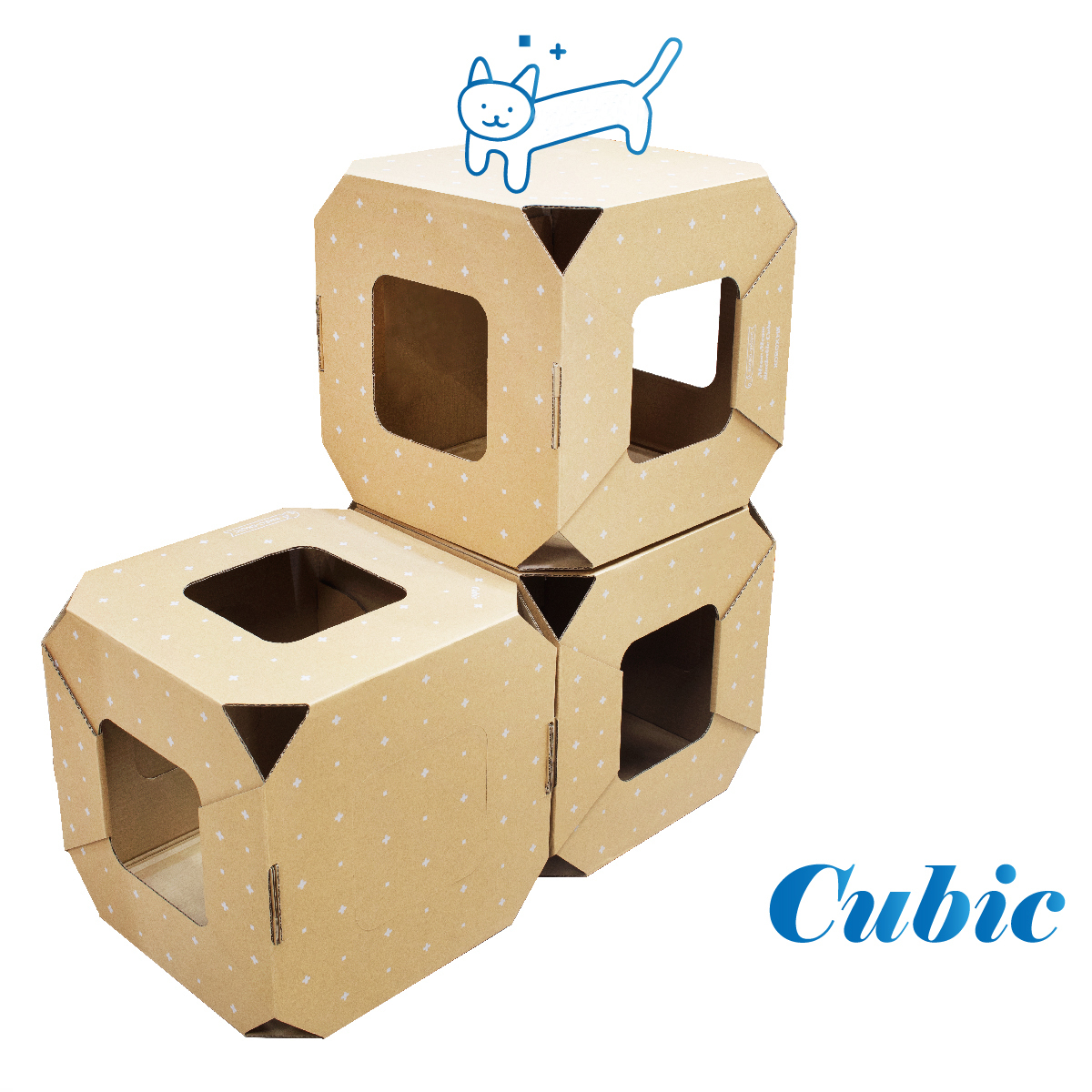 貓屋系 Meow Meow Stackable Cube Set 自由疊疊格 1格X3個 正方│自由組裝貓堡壘│香港品牌