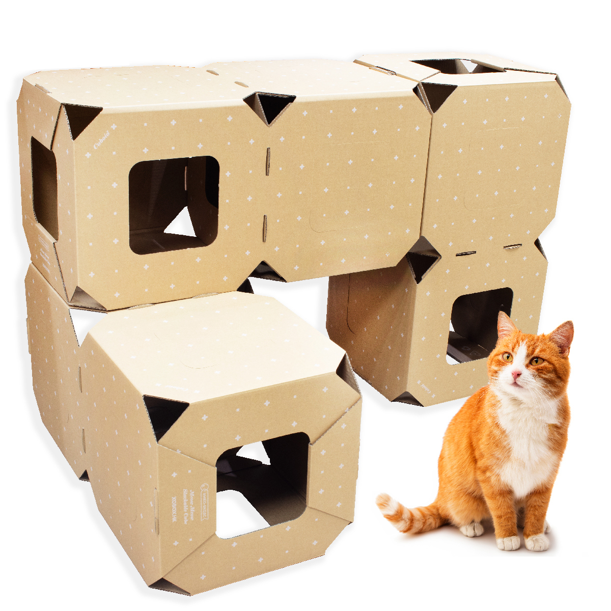 貓屋系 Meow Meow Stackable Cube Set 自由疊疊格 2格X3個 長方│自由組裝貓堡壘│香港品牌