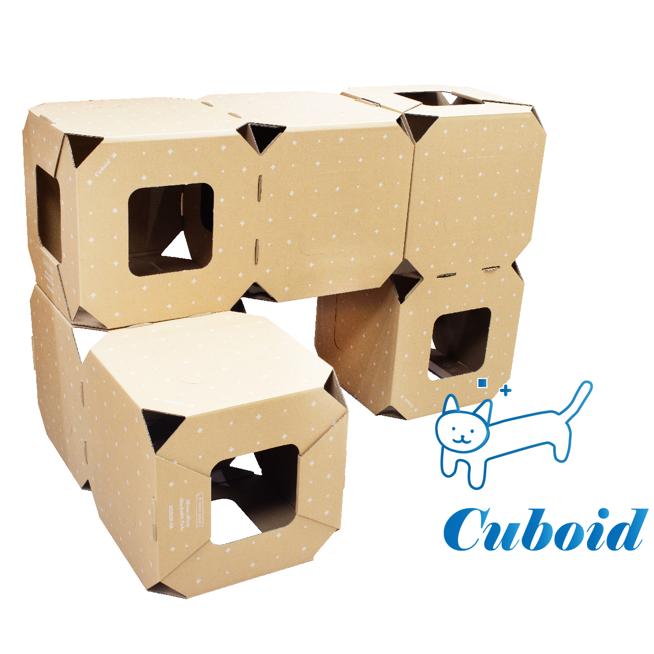 貓屋系 Meow Meow Stackable Cube Set 自由疊疊格 2格X3個 長方│自由組裝貓堡壘│香港品牌