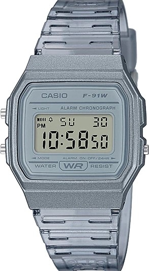 萬年鐘錶 - 卡西歐  CASIO   果凍灰  電子錶   F-91WS-8  錶徑 35.2 MM