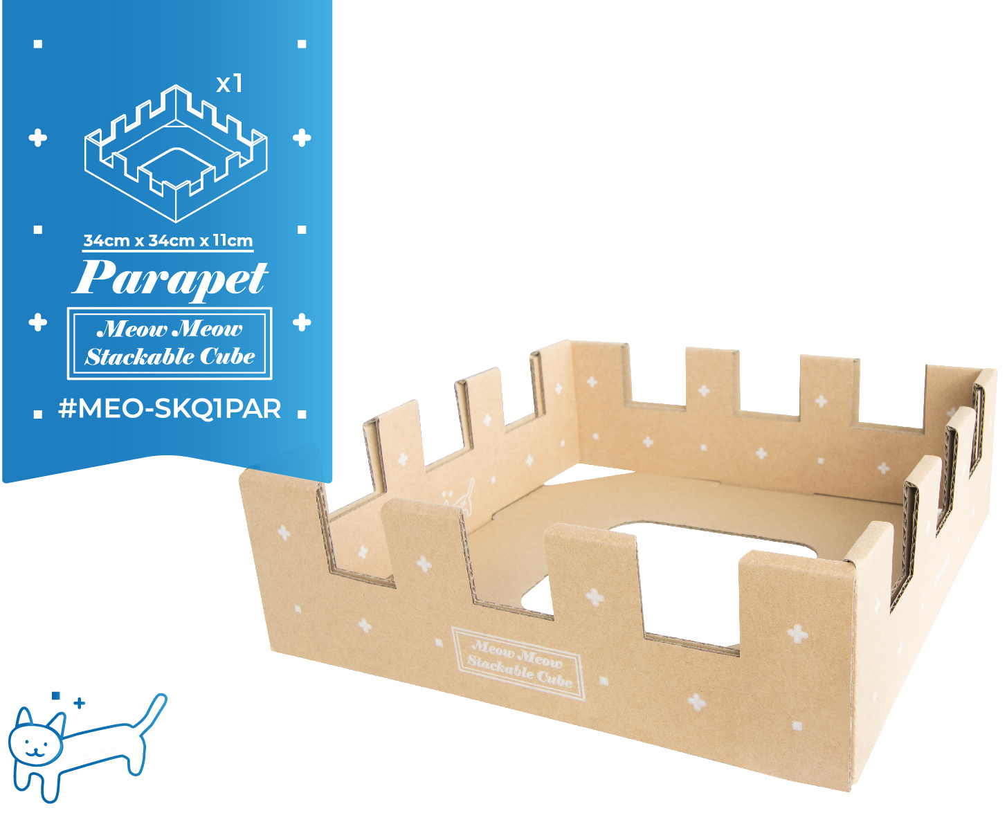 貓屋系 Meow Meow Stackable Cube Set 自由疊疊格 城台 (1套2件) │自由組裝貓堡壘│香港品牌