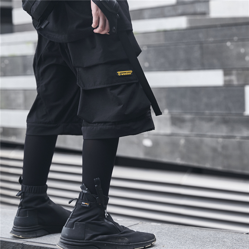 機能立體多口袋拉鍊五分短褲