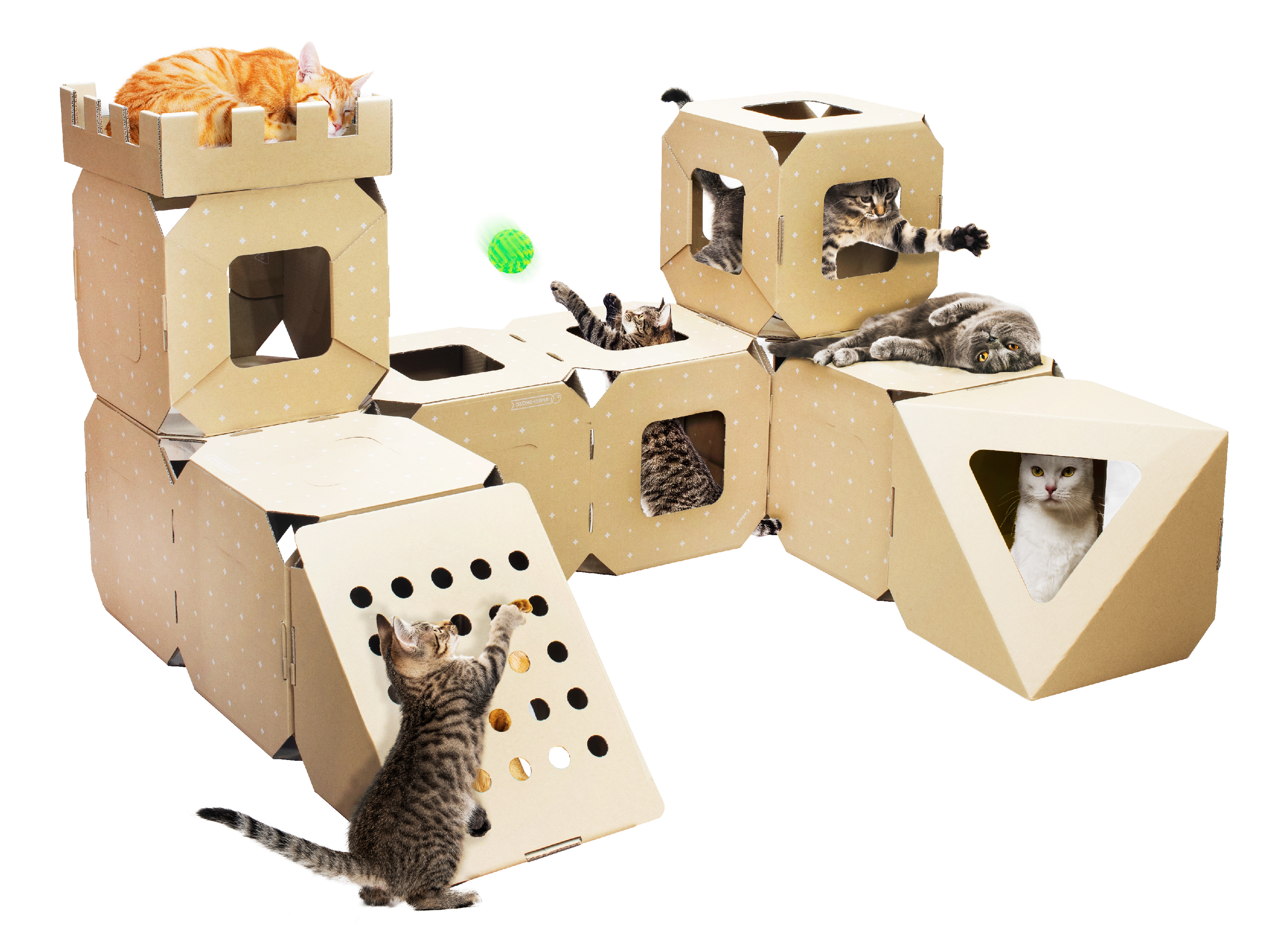 貓屋系 Meow Meow Stackable Cube Set 自由疊疊格 自由配置│自由組裝貓堡壘│香港品牌