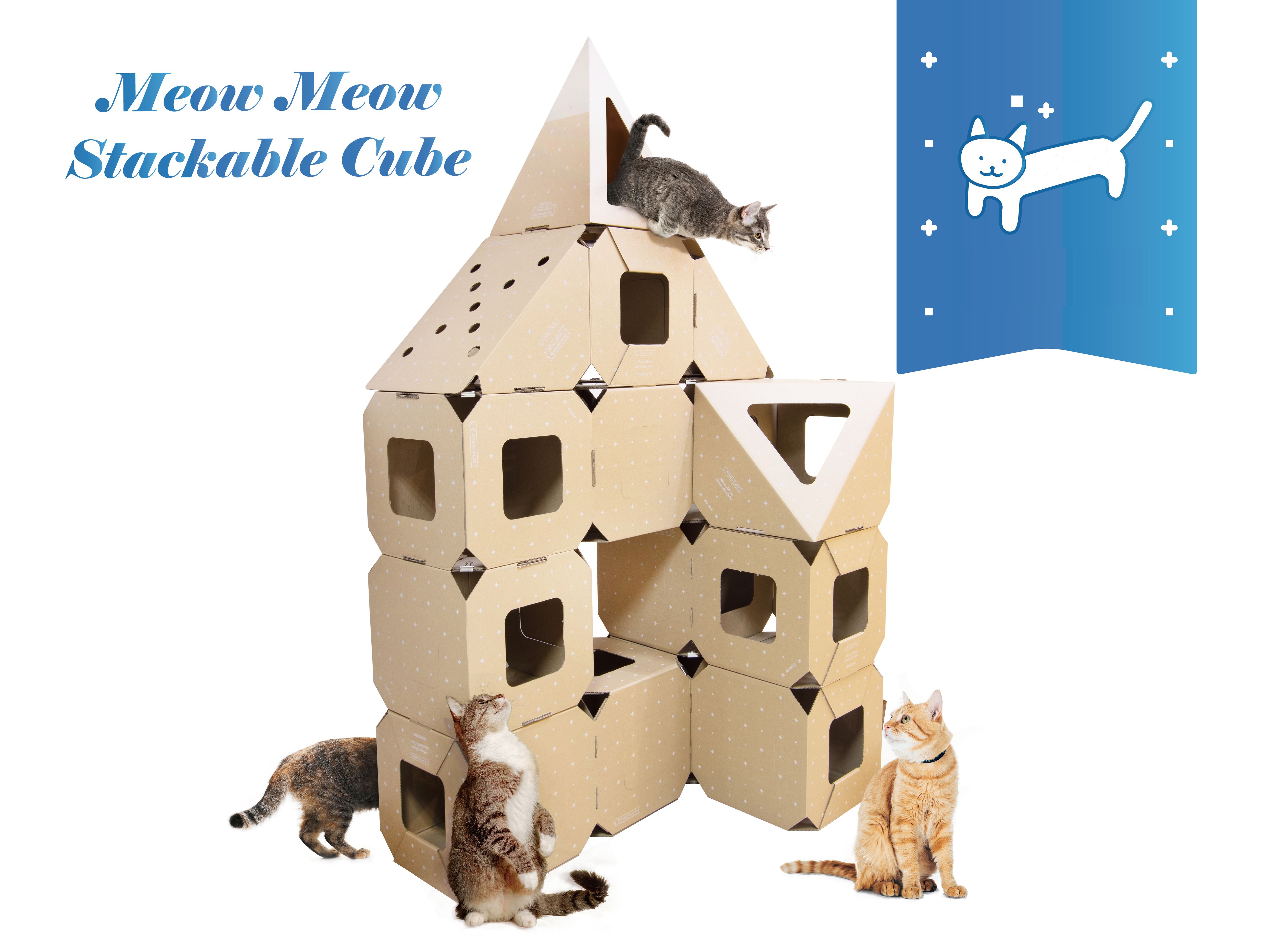 貓屋系 Meow Meow Stackable Cube Set 自由疊疊格 自由配置│自由組裝貓堡壘│香港品牌
