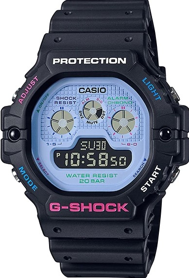 萬年鐘錶 - G-SHOCK    迷幻電吉他  防震 電子錶  DW-5900DN-1  錶徑 : 46.8 MM