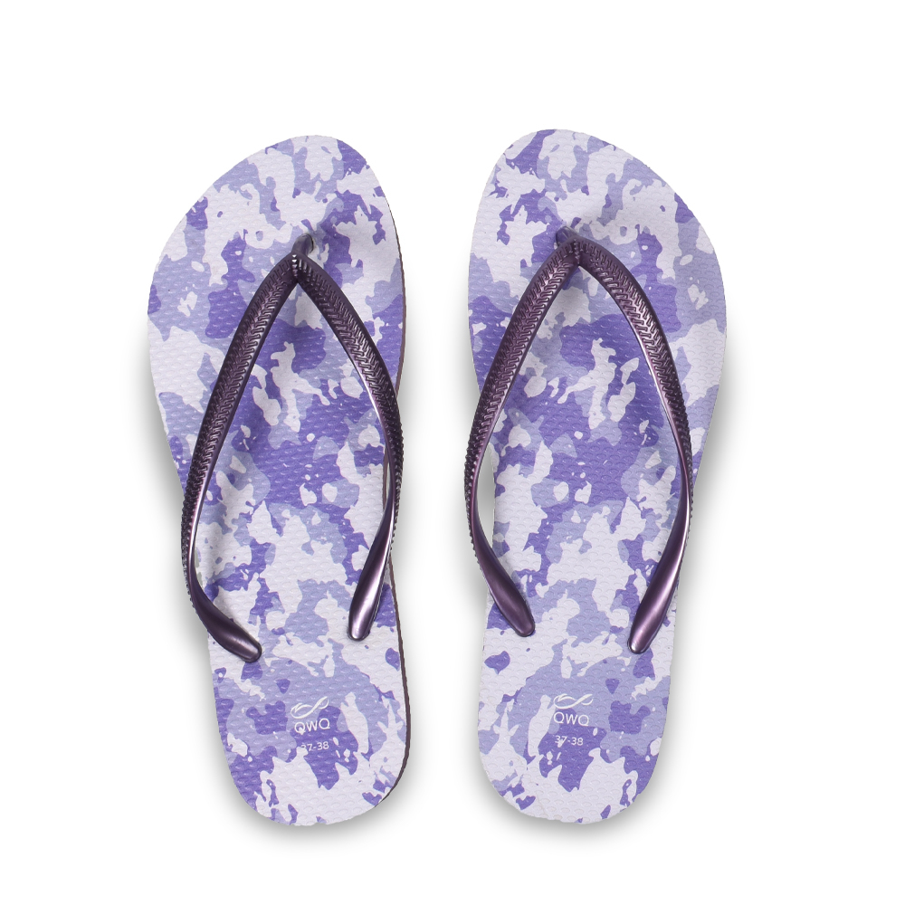 迷彩系列 紫白迷彩 女款細帶人字夾腳拖鞋 紫色