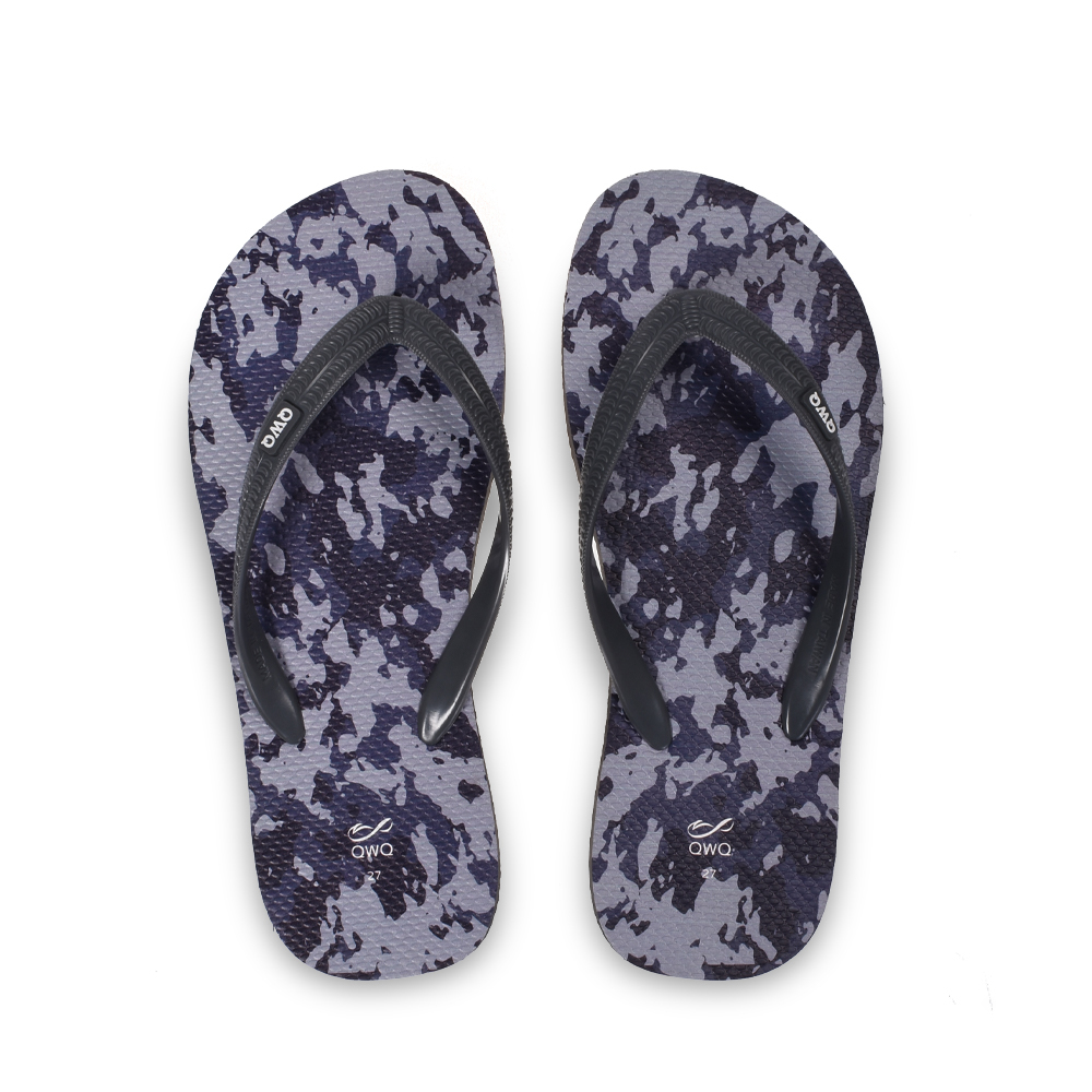迷彩系列 灰藍迷彩 男款粗帶人字夾腳拖鞋 灰色