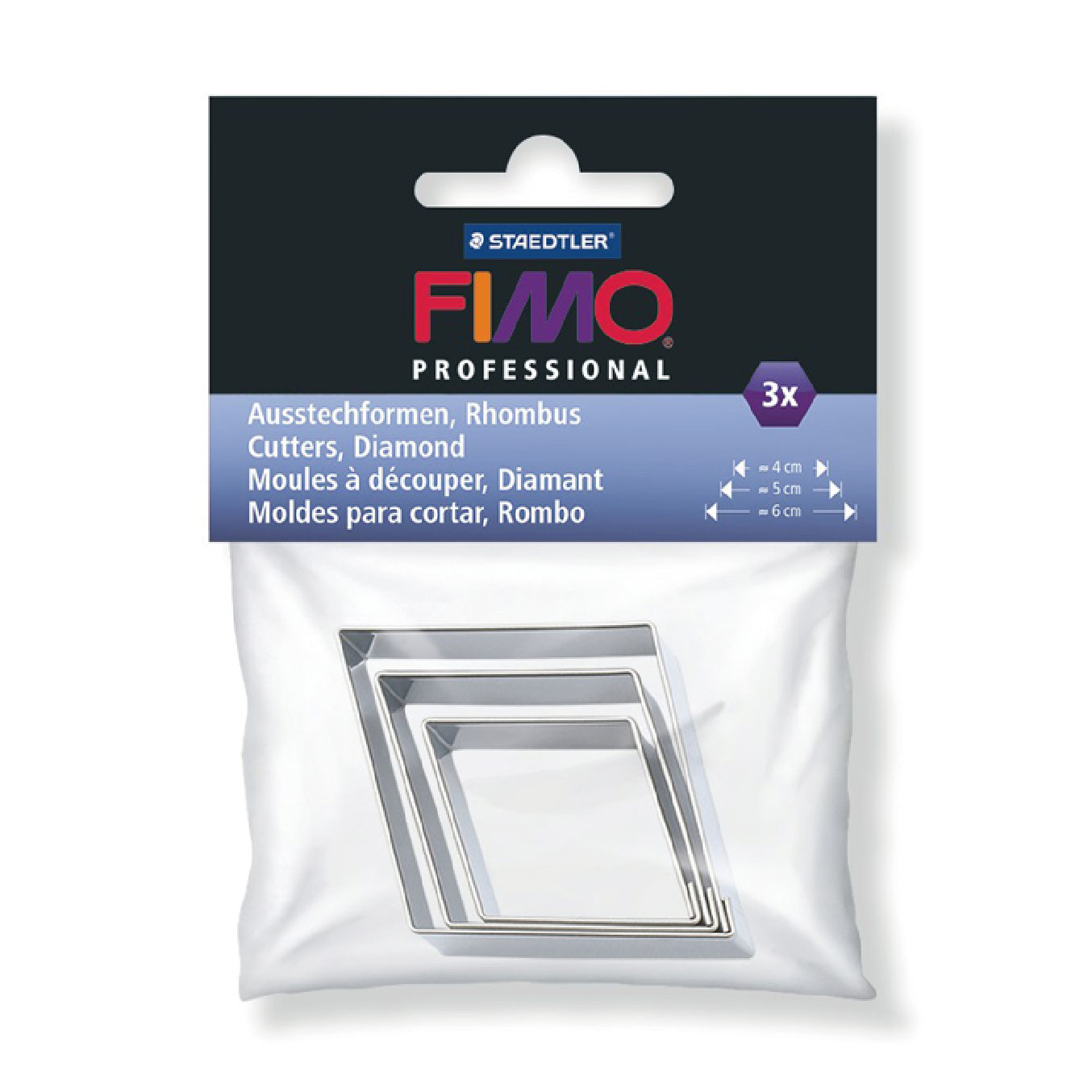 【STAEDTLER 施德樓】FIMO工具 8724 04 PB  DIY圖案壓模組-菱形3入