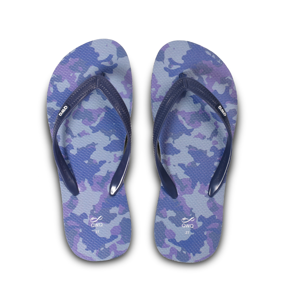 迷彩系列 藍紫迷彩 男款粗帶人字夾腳拖鞋 藍色