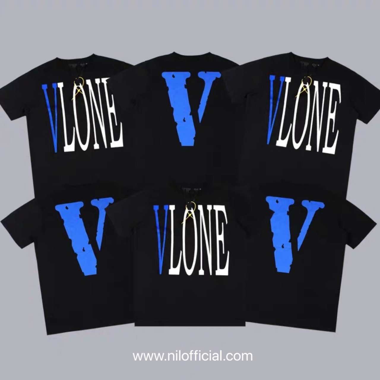 VLONE 限定款 黑藍 字體 Logo 大V 短袖 短T