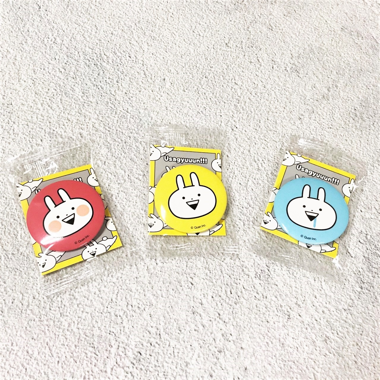 Usagyuuun-胸章-粉色害羞款/黃色大臉款/藍色口水款