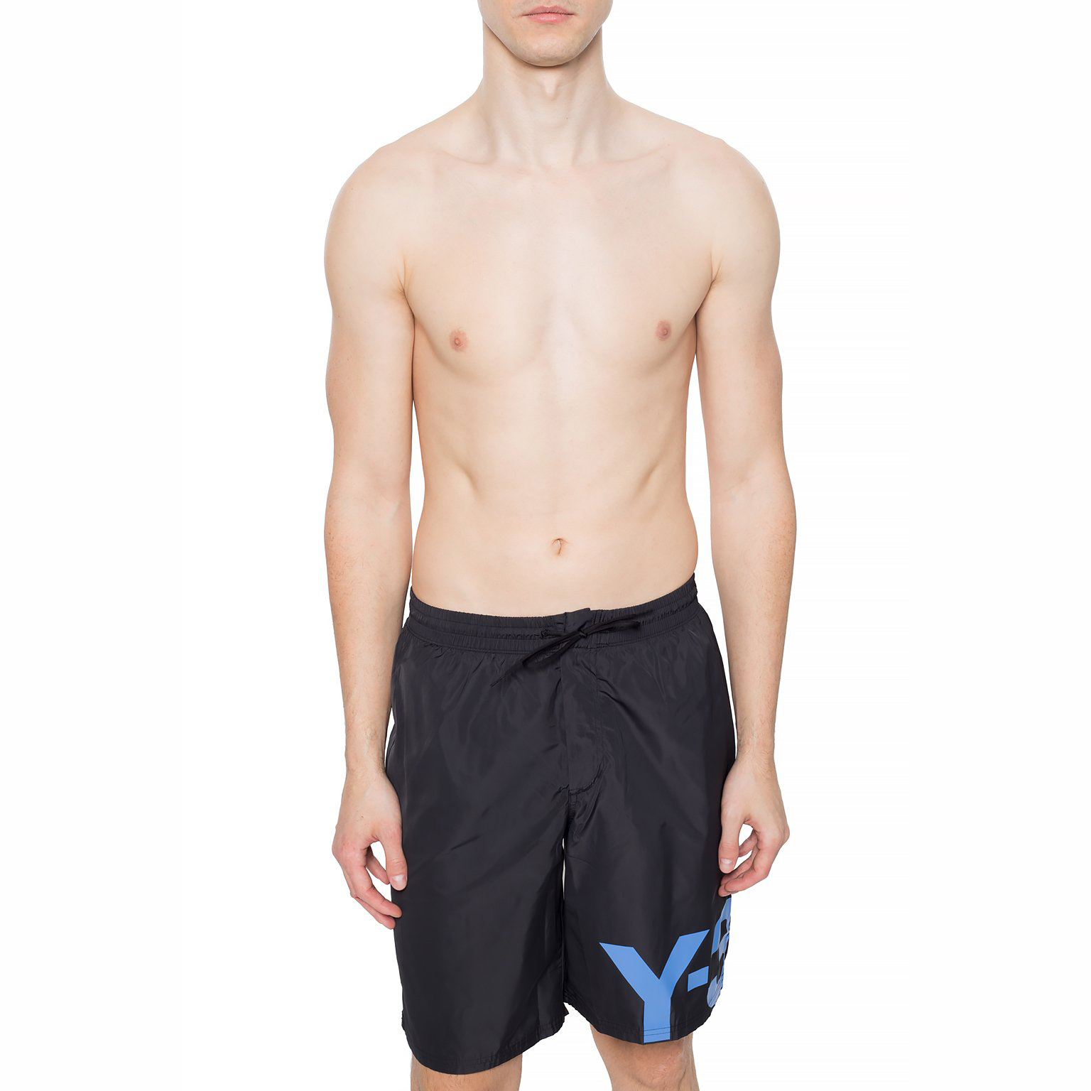 【 Y-3 LOGO SWIM L SHORT 短褲 - 黑藍 】