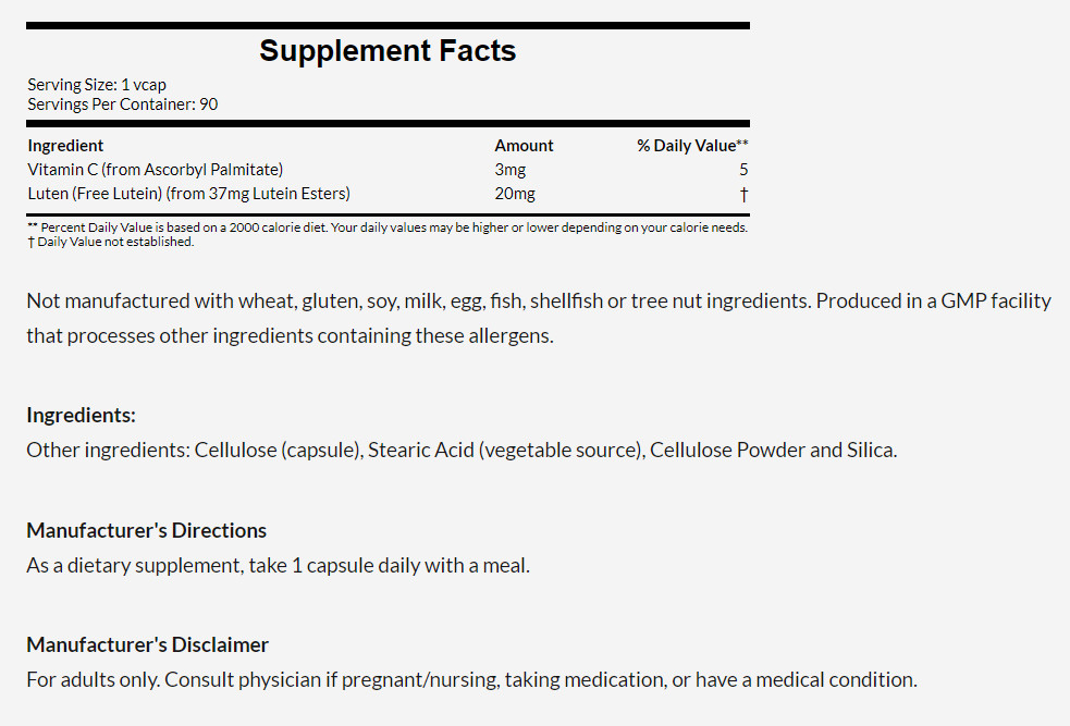 [預購] Now 雙倍加強酯化葉黃素37mg(20mg) 90粒素食 Lutein