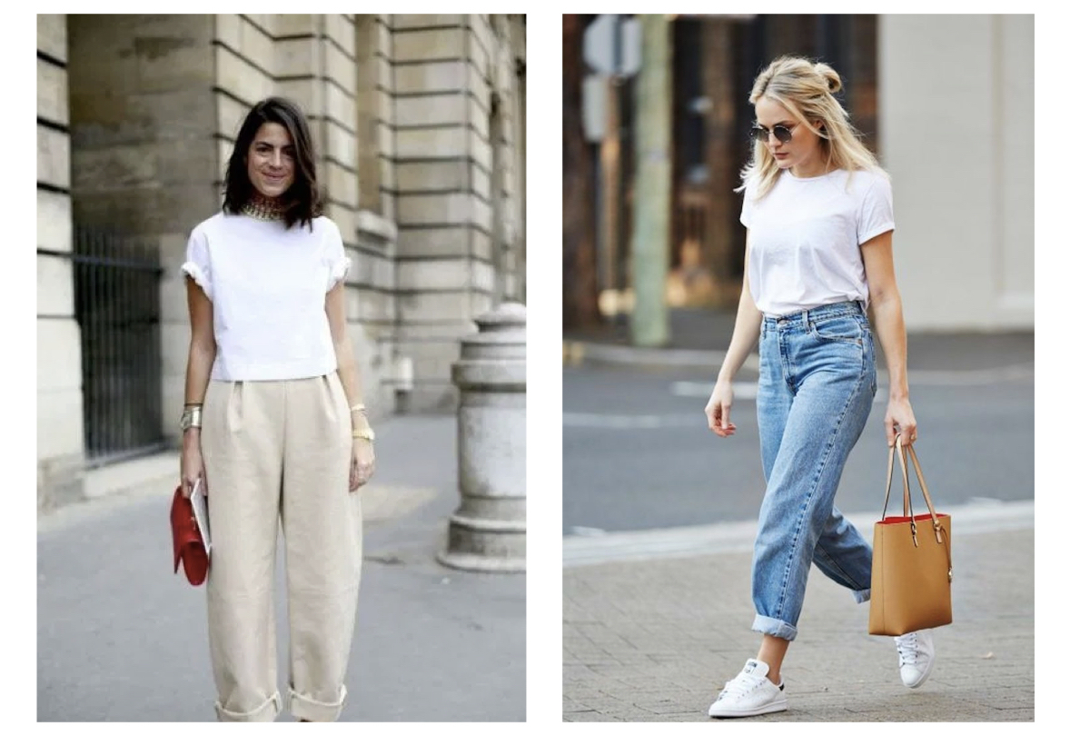 素T推薦穿搭:白色T恤與寬鬆牛仔褲
