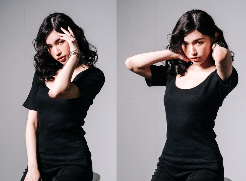 U領素T推薦單品:黑色有機棉羅紋大圓領T