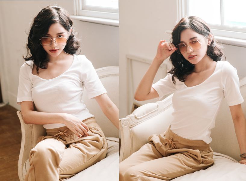 U領素T推薦單品:黑色有機棉羅紋大圓領T