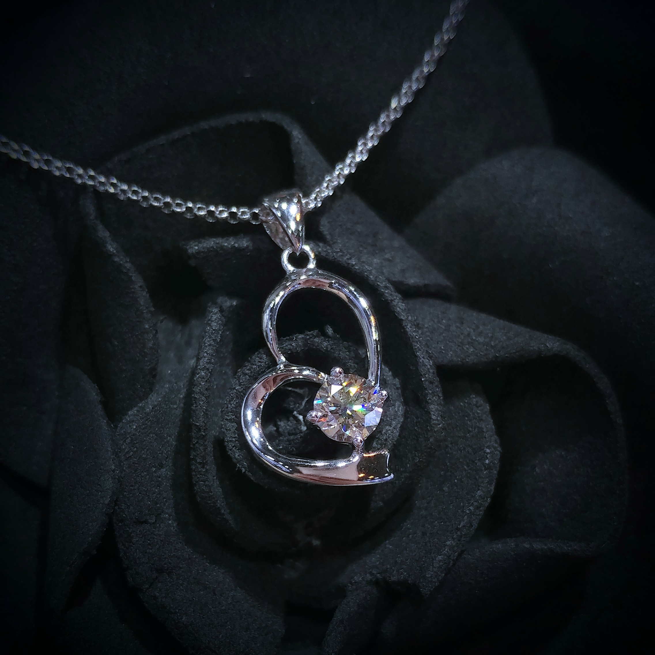 全新14K白金【單粒31份鑽石】吊墜