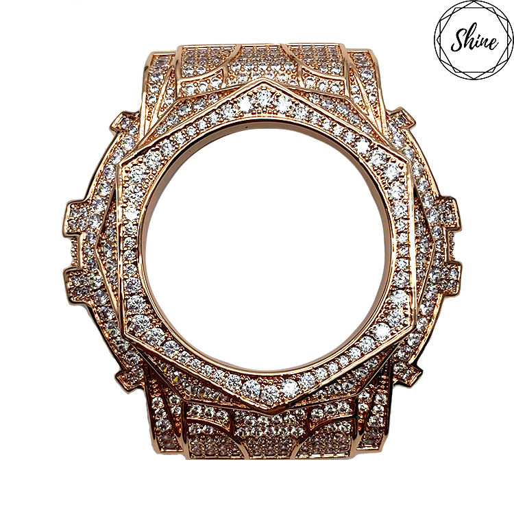 GA-110 玫瑰設計 玫瑰金X白石 金屬錶殼