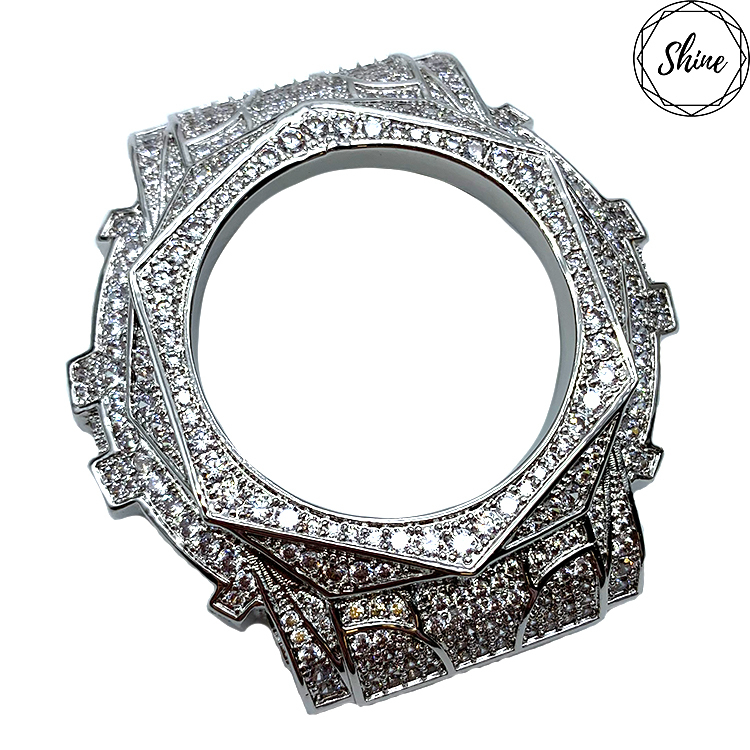 GA-110 玫瑰設計 銀X白石 金屬錶殼