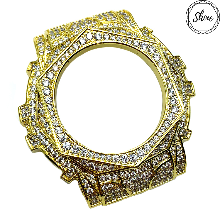 GA-110玫瑰設計 金X白石 金屬錶殼