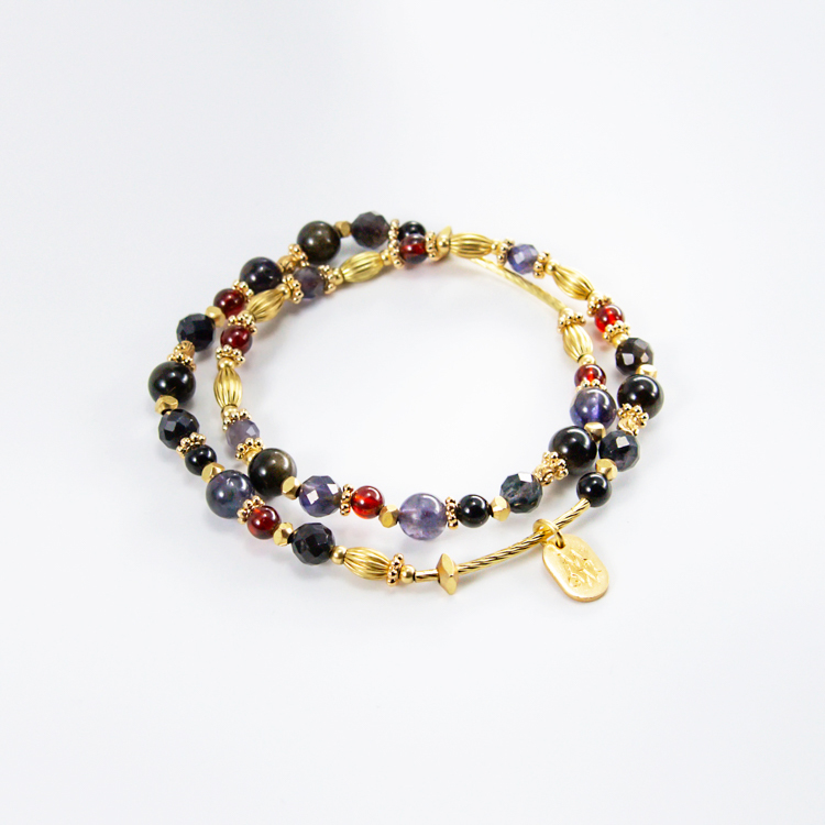 魔女的掃帚｜堇青石金曜石雙圈手鍊 C1307