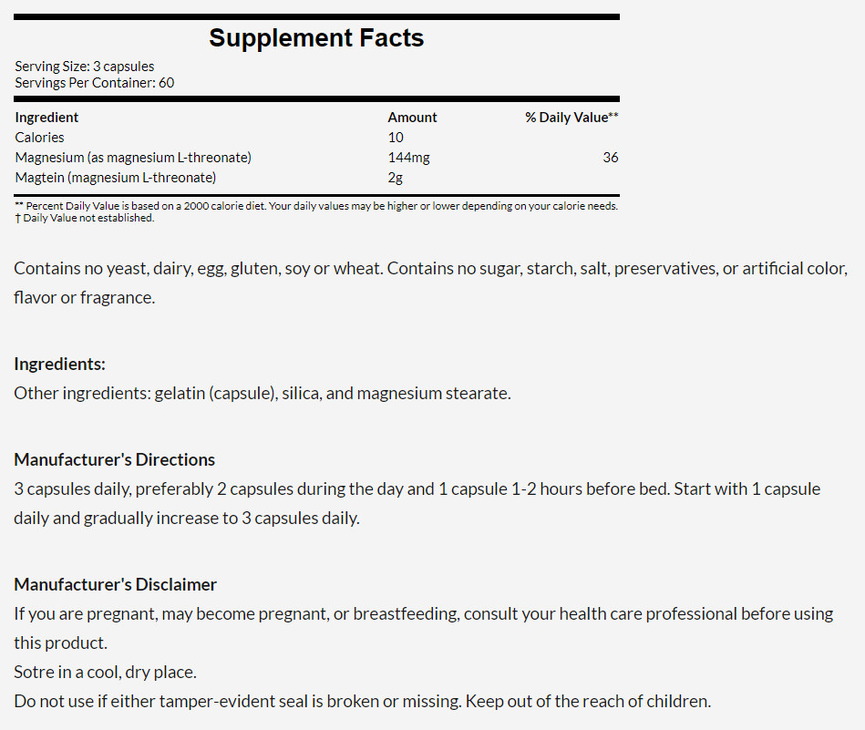 [預購] 左旋蘇糖酸鎂 667毫克 180粒 Source Naturals Magtein®