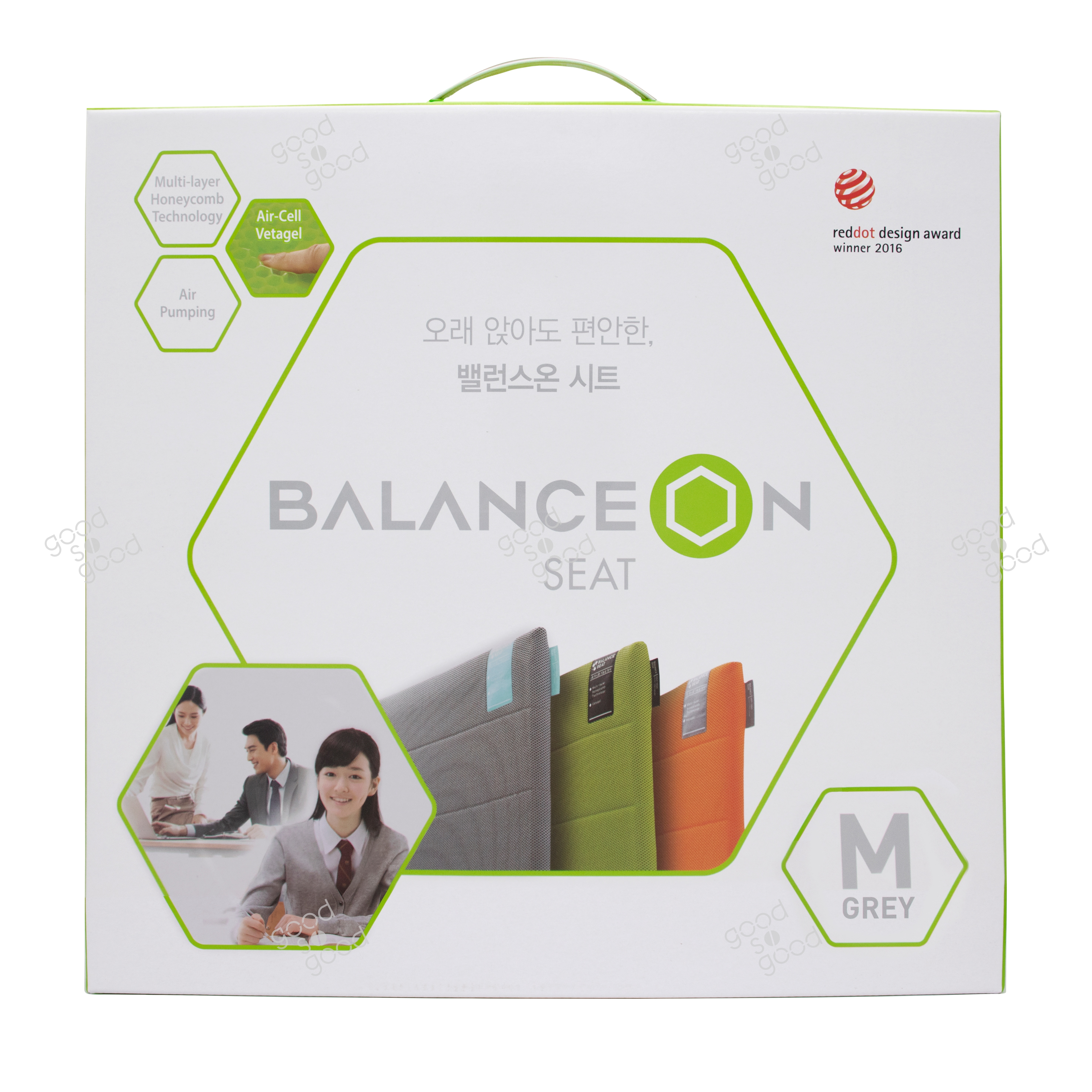 BALANCEON - 蜂巢凝膠健康坐墊 (中碼 - 灰色)  | 韓國專利設計及獲獎坐墊，透氣蜂巢凝膠構造，減壓保持脊骨健康