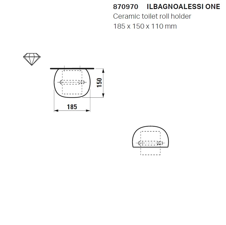 Laufen "Alessi One" 8.7097.0.000.000.1 Toilet Paper Holder *SaphirKeramik*
