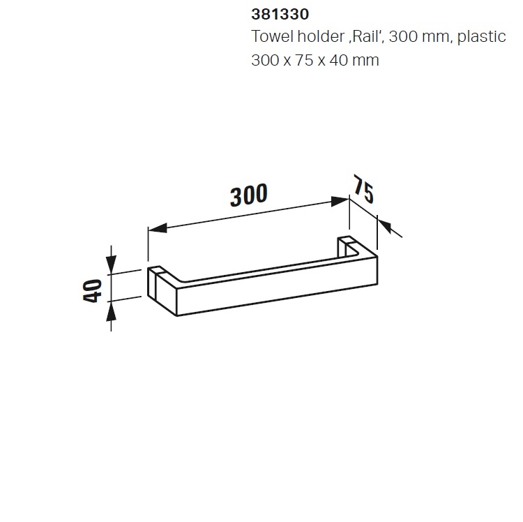 Laufen "Kartell by Laufen" 3.8133.0.093.000.1 300mm Towel Rail