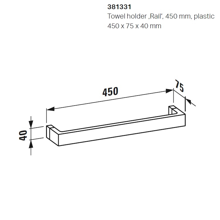 Laufen "Kartell by Laufen" 3.8133.1.091.000.1 450mm Towel Rail