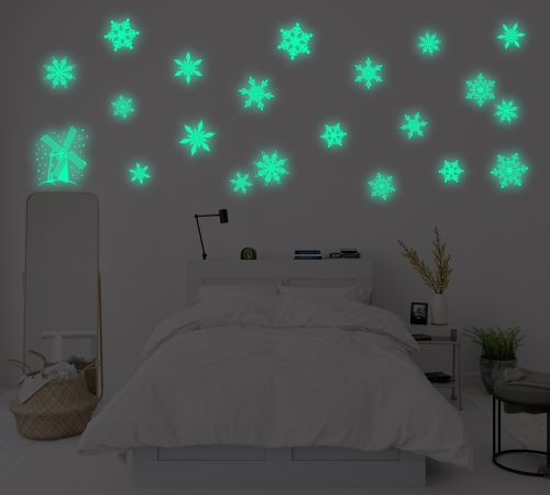 QuickFilm™靜電無痕夜光牆貼 (雪花)
