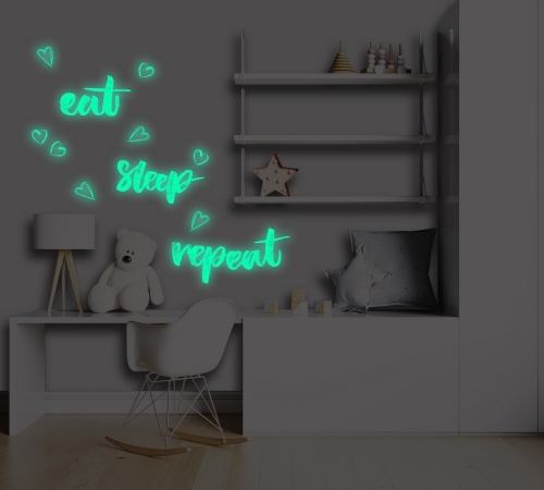 QuickFilm™靜電無痕夜光牆貼 (Eat Sleep Repeat)