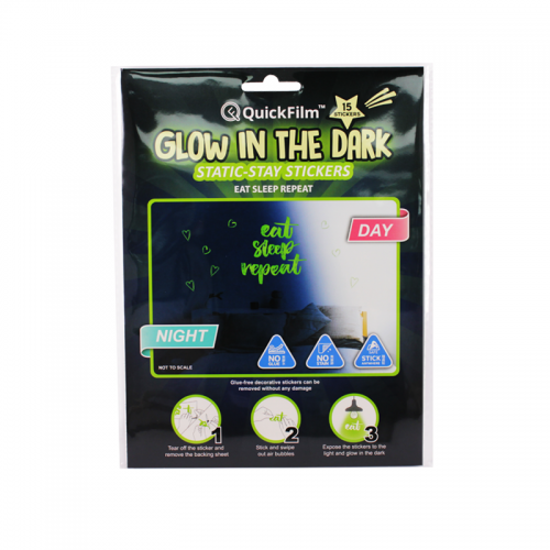 QuickFilm™靜電無痕夜光牆貼 (Eat Sleep Repeat)