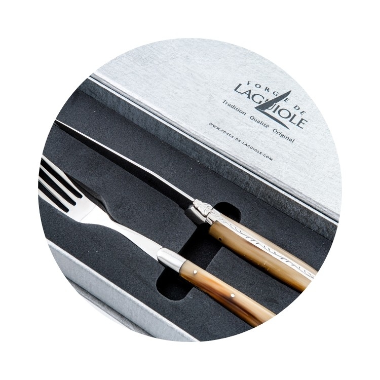 Laguiole Steak knives Bras  black vegetal fiber handle