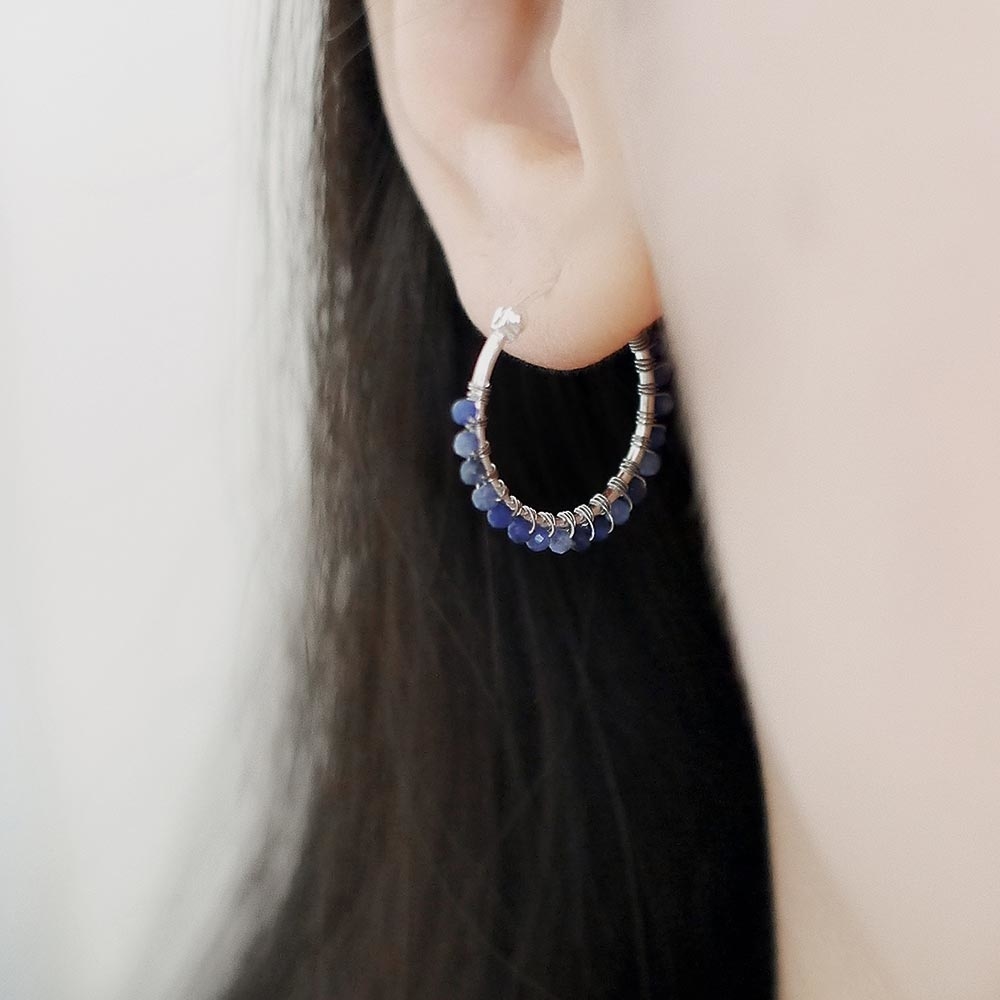 藍寶石圓圈純銀耳環/SE524