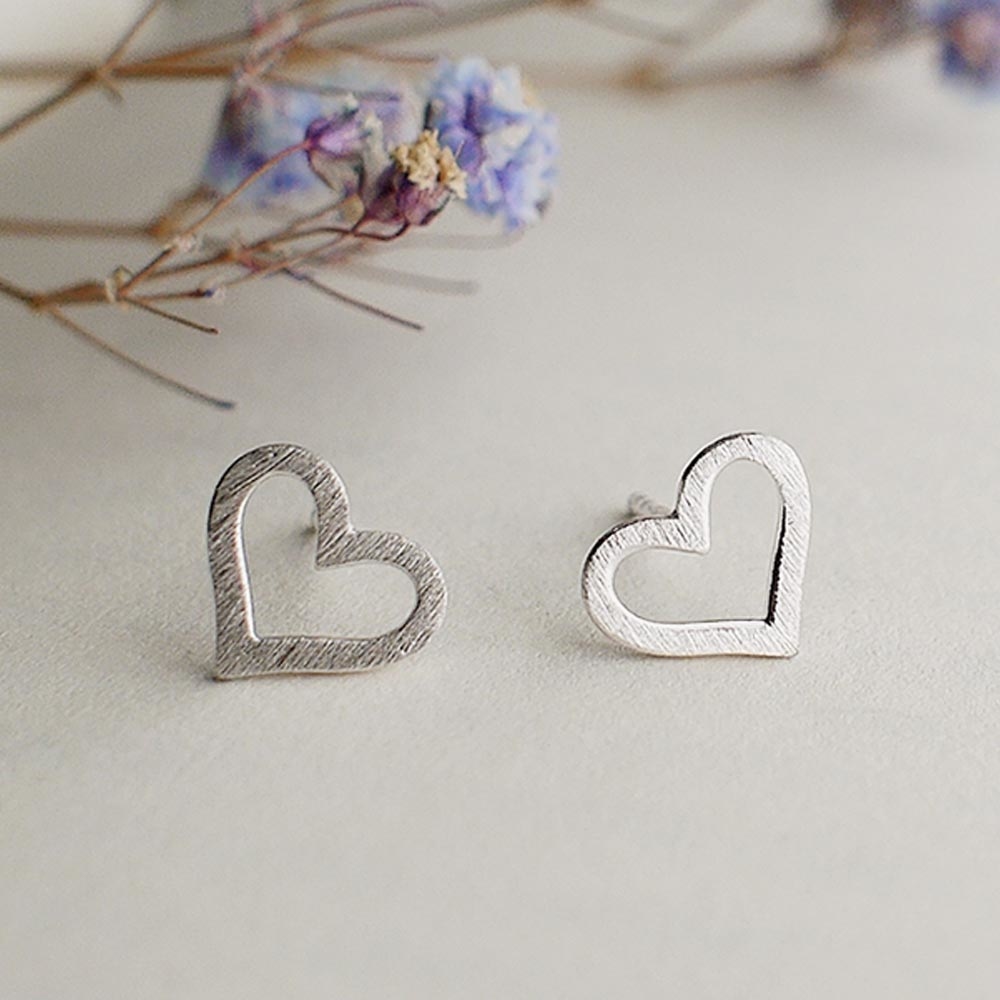 霧面愛心純銀耳環/SE526