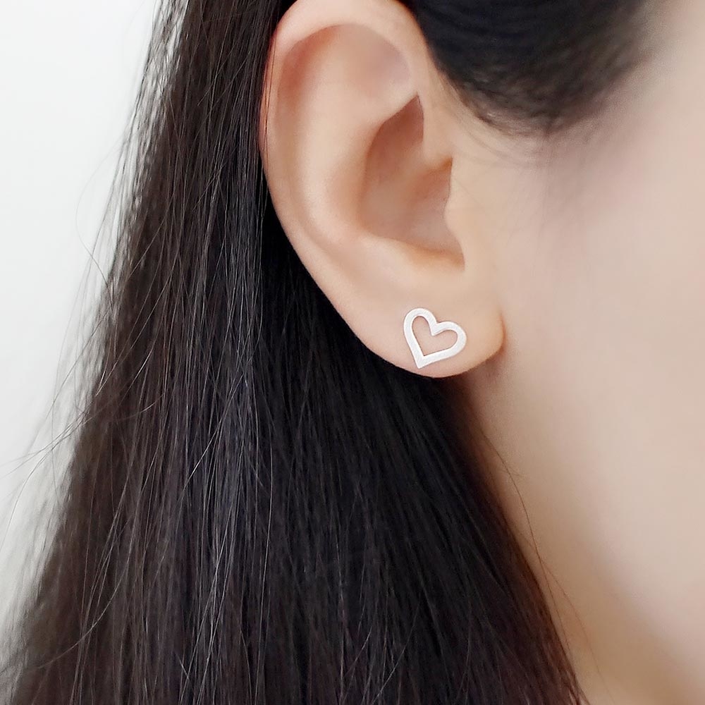 霧面愛心純銀耳環/SE526