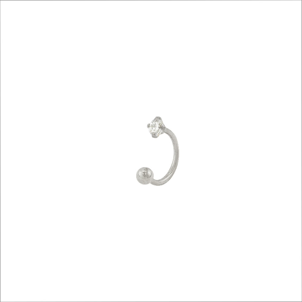 小鑽流星C型鎖珠鋼耳環-銀 / Diamond Meteor Steel Piercing Earring