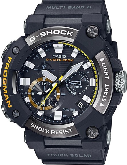 萬年鐘錶 - G-SHOCK FROGMAN  黑- 太陽能藍芽深海蛙人潛水錶    GWF-A1000-1A  錶徑 : 53.3 MM