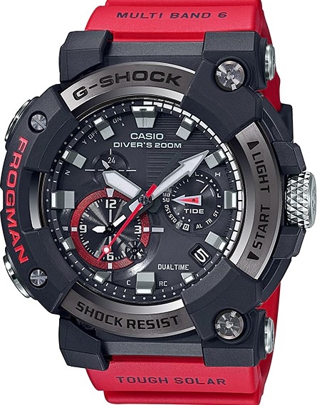 萬年鐘錶 - G-SHOCK FROGMAN  紅 - 太陽能藍芽深海蛙人潛水錶  GWF-A1000-1A4  錶徑 : 53.3 MM