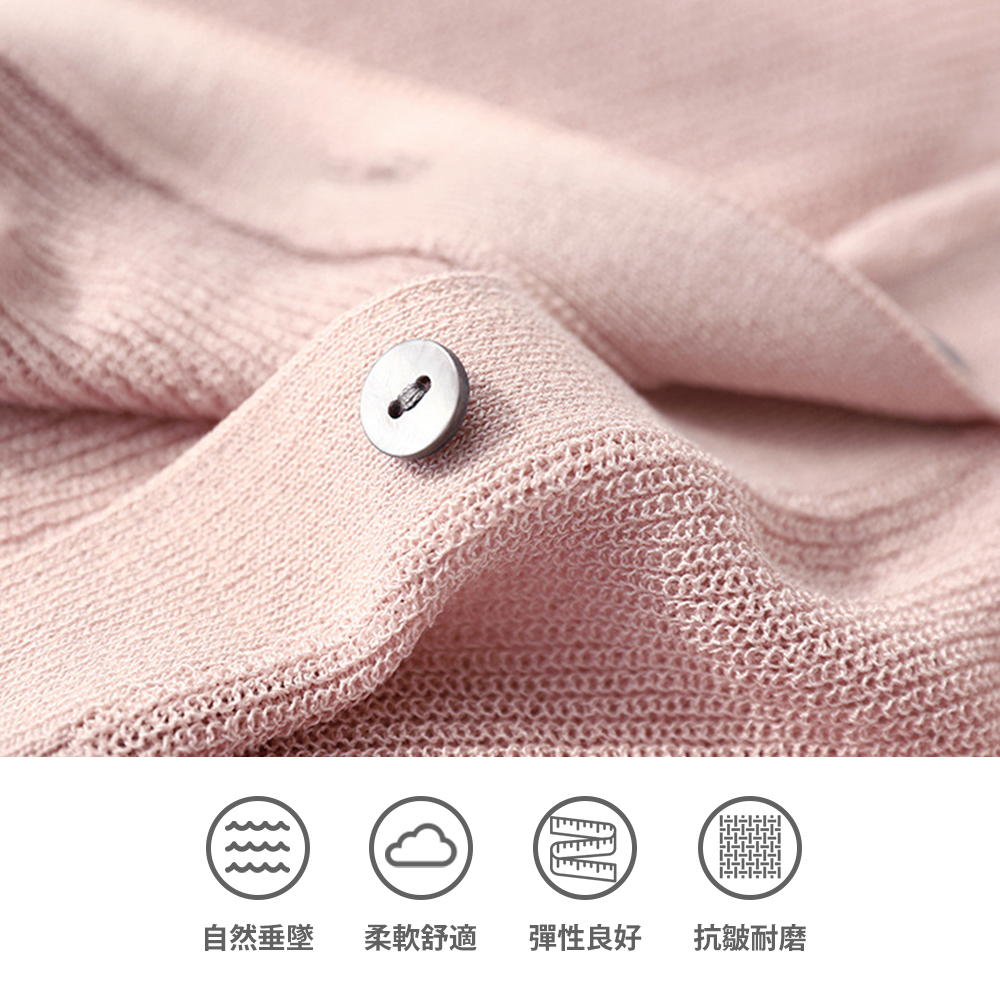 DEER.W 開襟飛鼠袖冰絲針織外套 平拍細節