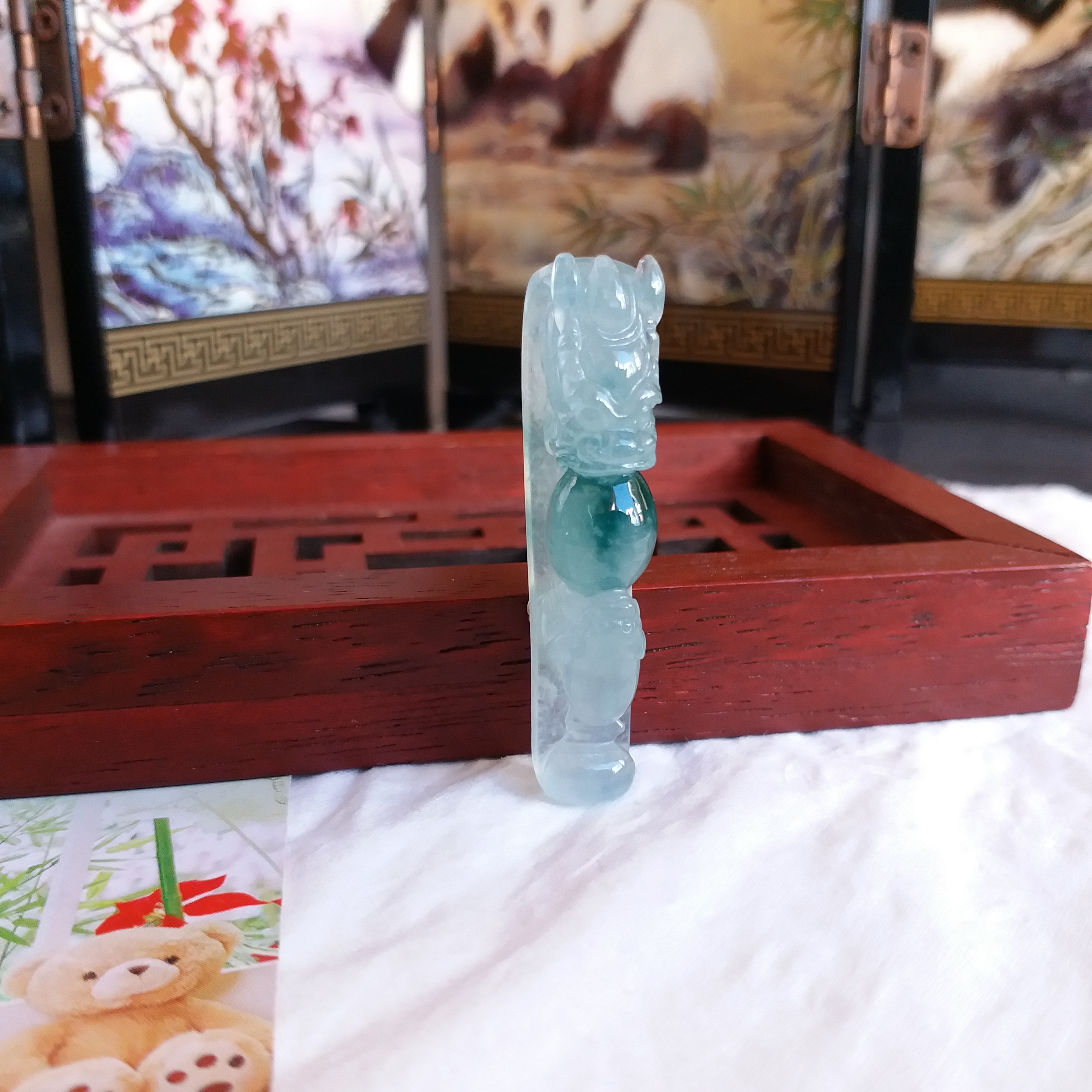 J1778 冰飄花權貴龍勾吊墜