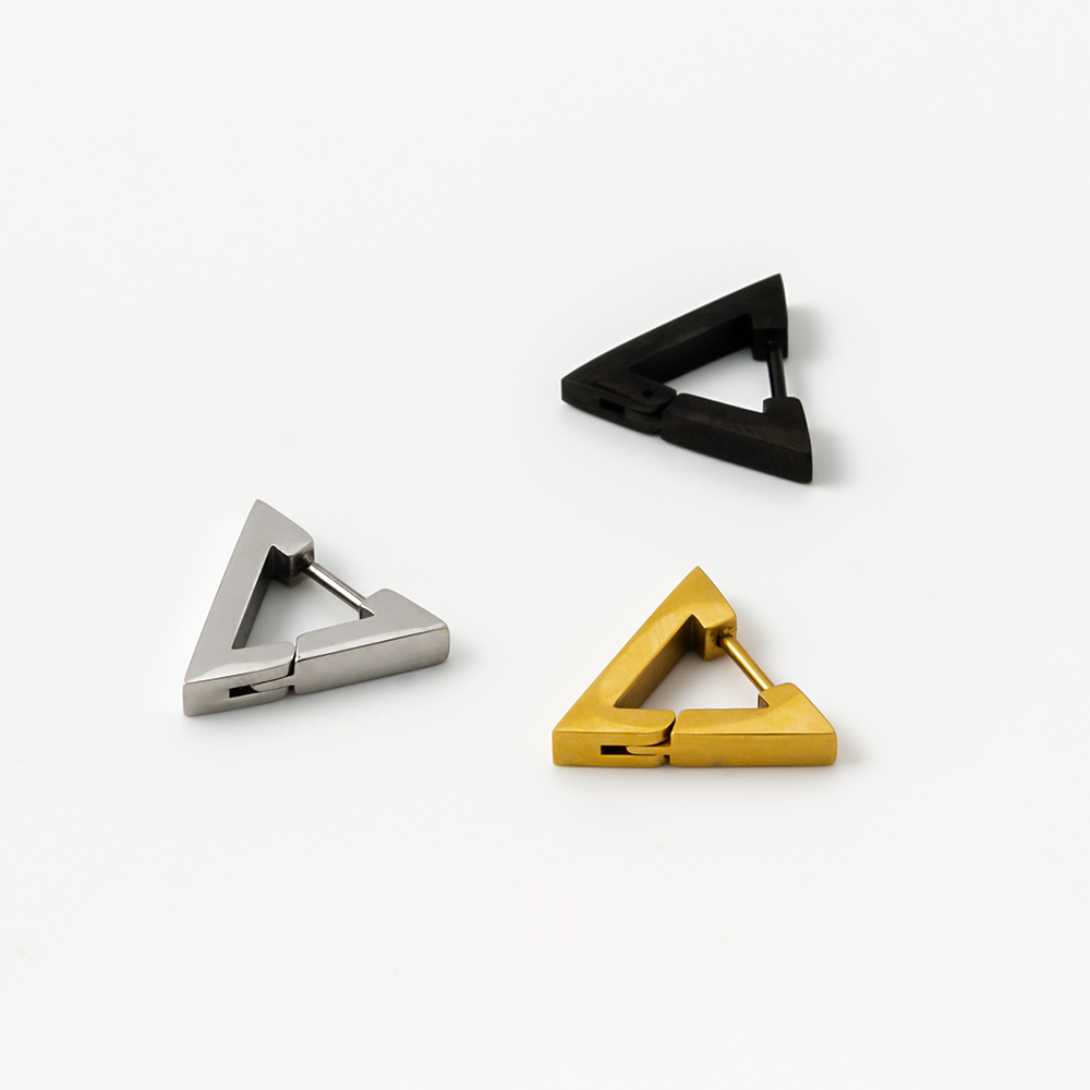 韓式 鋼飾 三角 耳環
