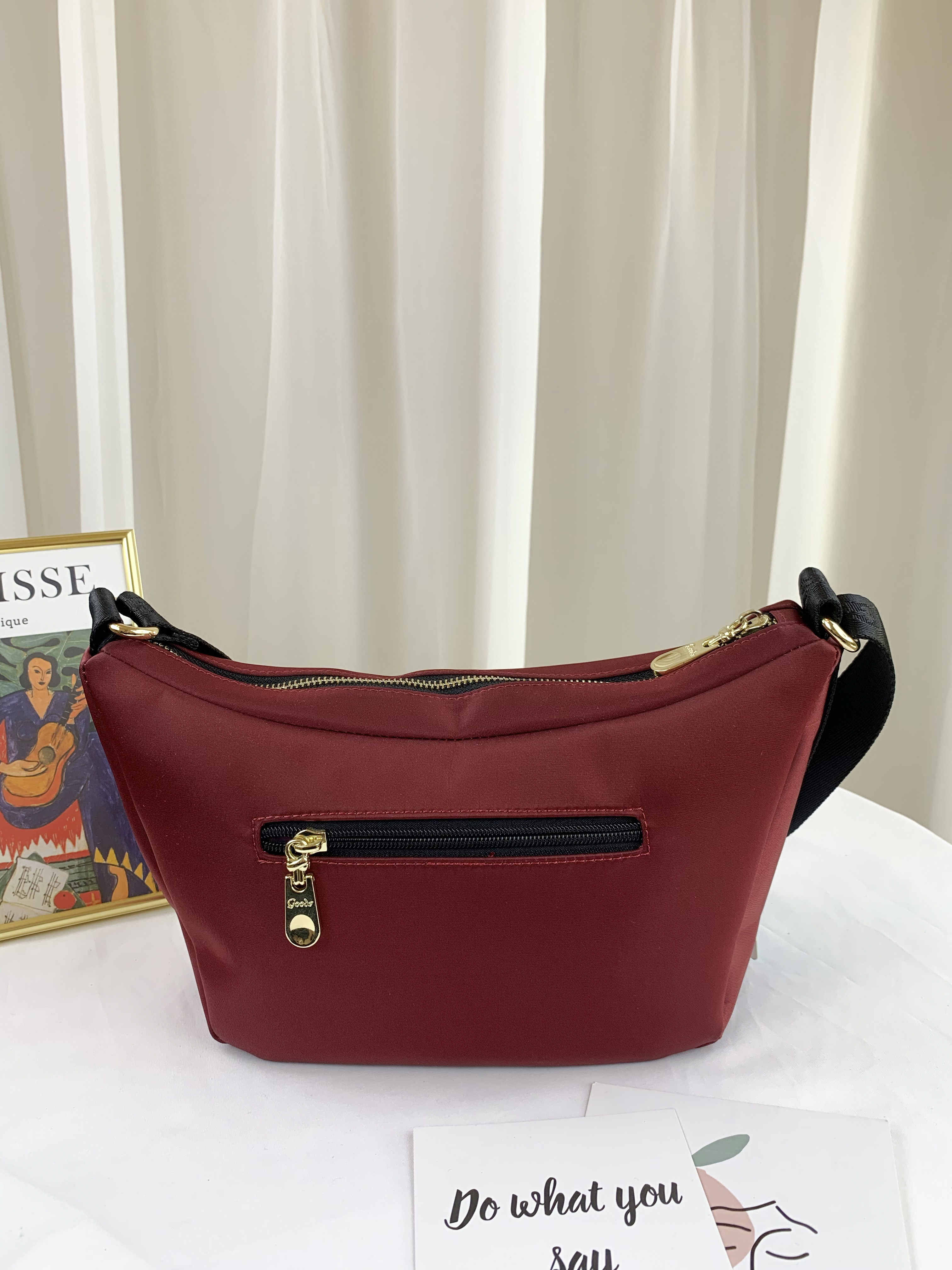 GOODS 磚紅拼接真皮蝴蝶結斜背側背包 #2542