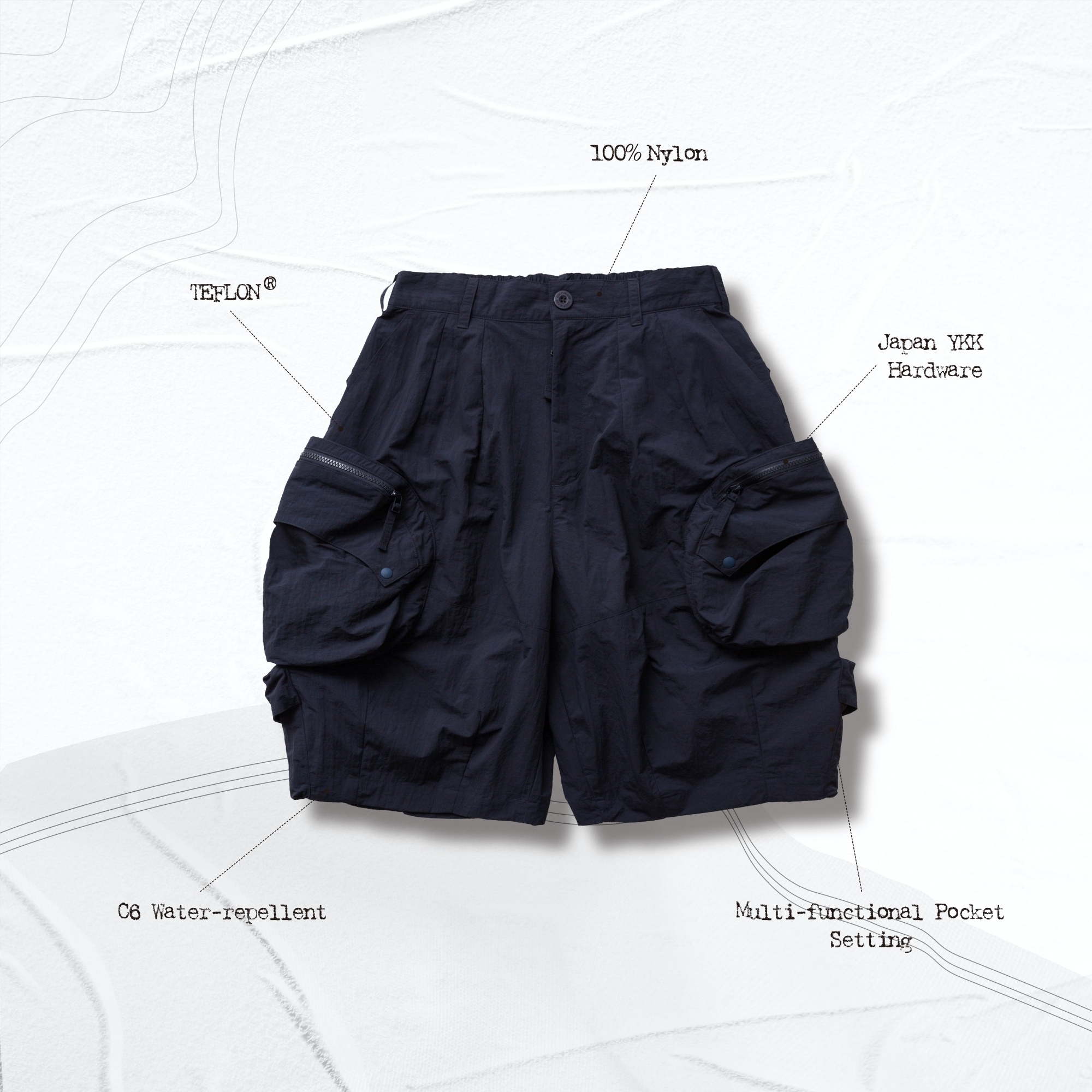 GOOPiMADE® 20S/S WIDE 11 Big Boy Utility Shorts - Navy