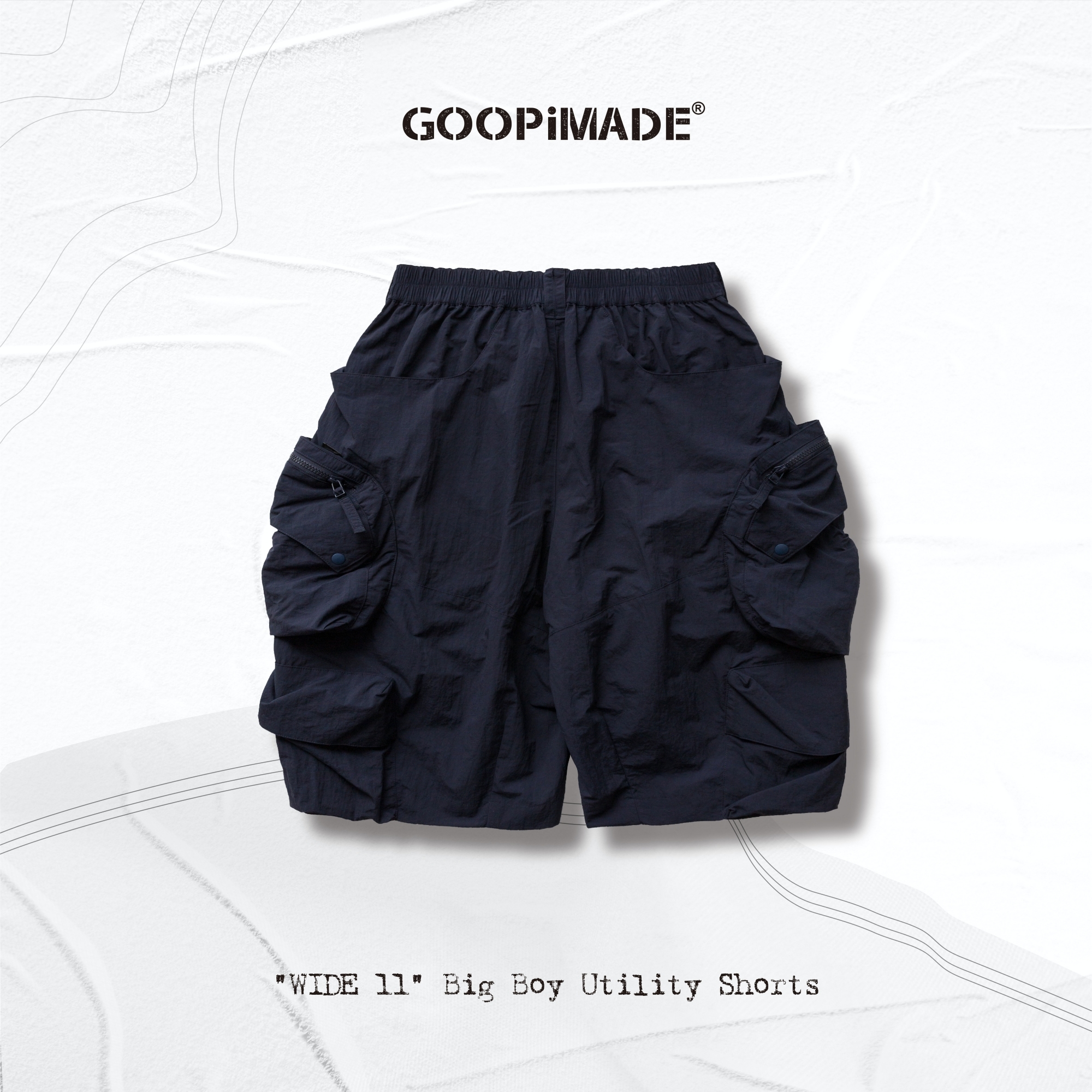 GOOPiMADE® 20S/S WIDE 11 Big Boy Utility Shorts - Navy