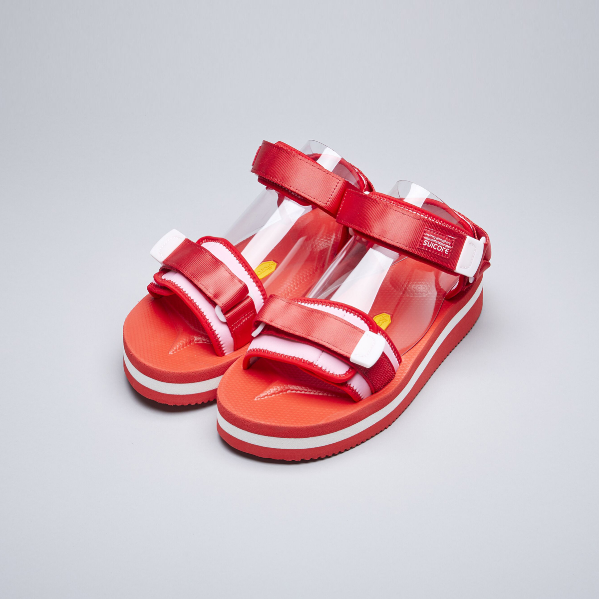 [出清商品售出無退換] SUICOKE CEL-VPO OG-064VPO 紅粉色 兩線 厚底 涼鞋 魔鬼氈 黃金大底 VIBRAM【SK20064VPORP】